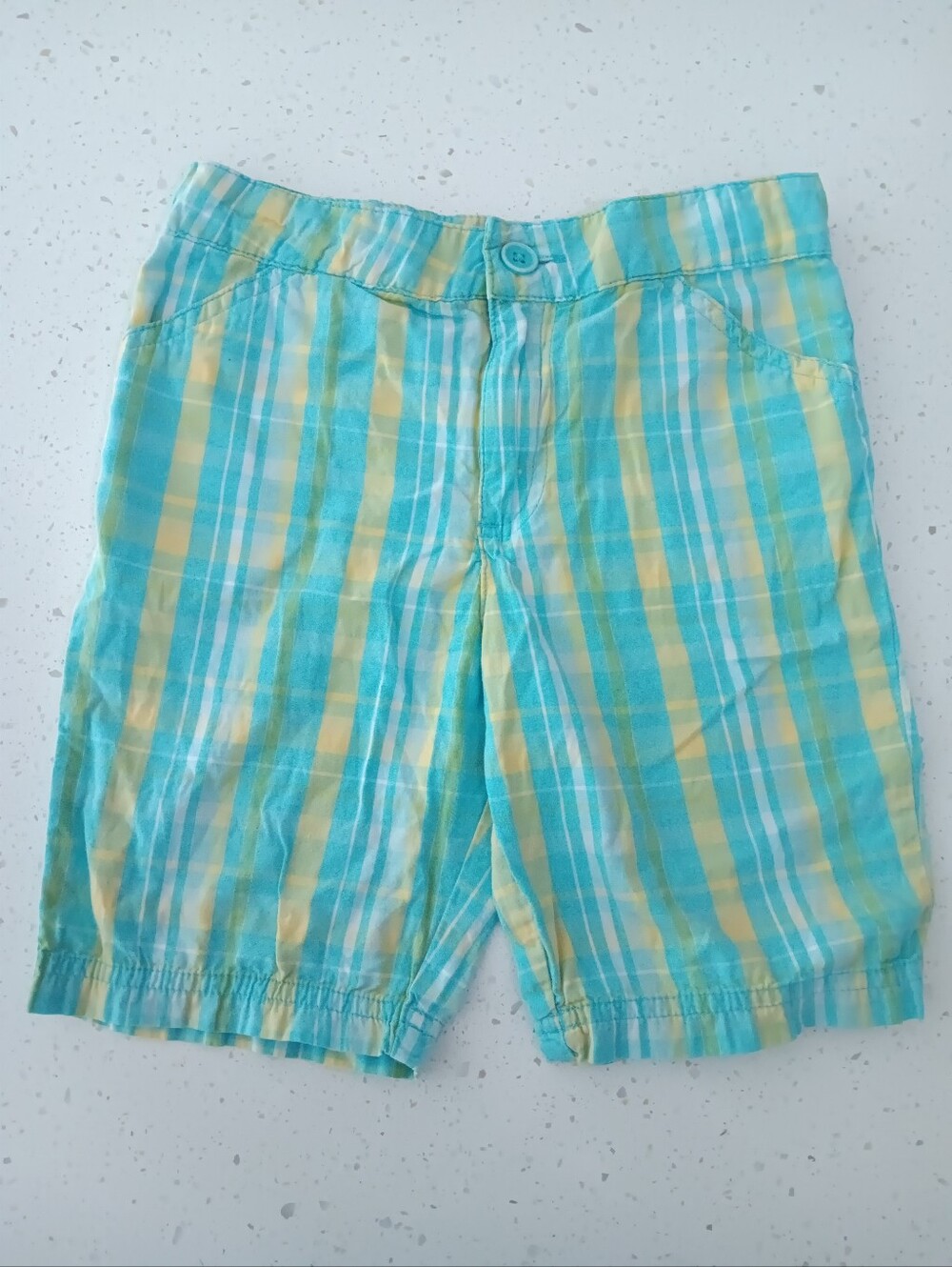 Girls' Blue, Yellow, and Green Plaid Shorts Size 4T